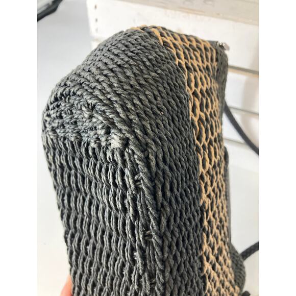 BRIGHTON SMALL BLACK, BROWN STRAW SHOULDER BAG - Picture 7 of 14